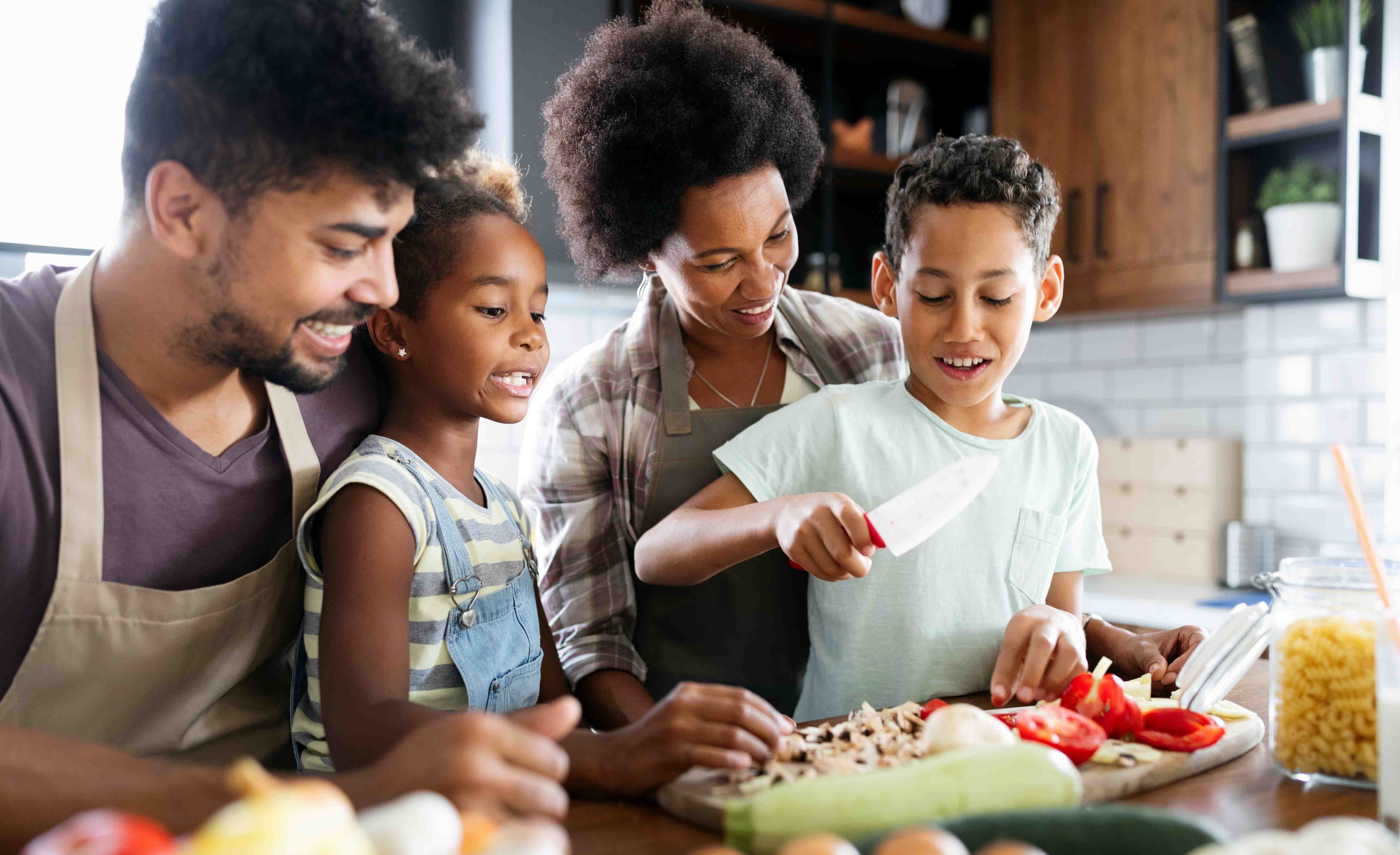 family cooking together